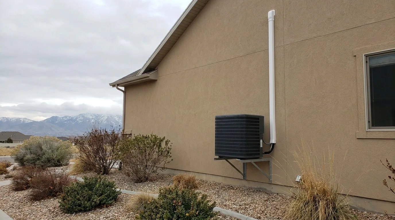 Ductless mini split outdoor unit at a Wasatch Front home